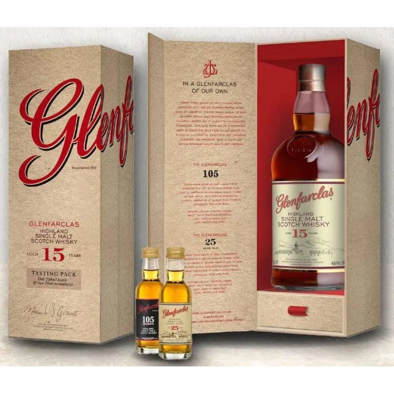 Glenfarclas 15YO 700ml + 105 & 25YO 50ml Scotch Whisky Gift Pack