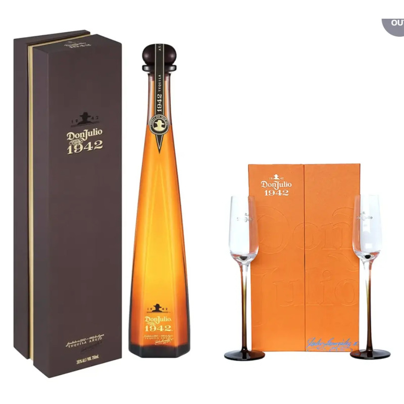 Don Julio 1942 Tequila 750ml + 2 Bonus Flutes.