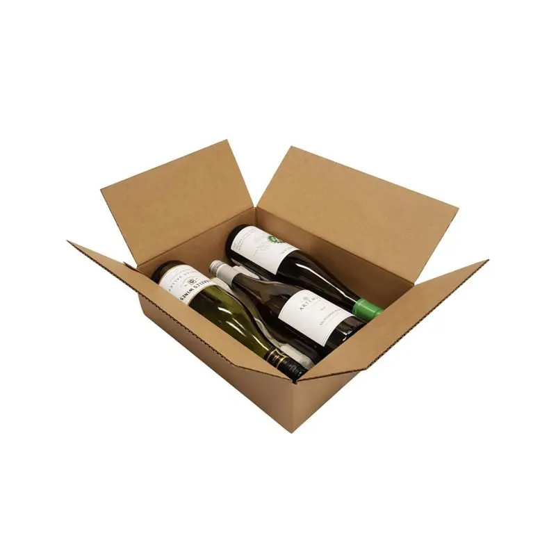 Triple Bottle Brown Cardboard Laydown Postal Carton and Liner x 10 units