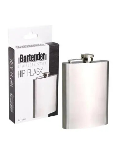 Bartender Stainless Steel Hip Flask 236ml