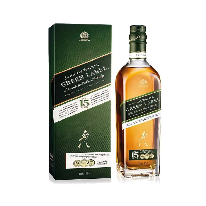 Johnnie Walker Green Label 15 Year Old Blended Malt Scotch Whisky 700mL