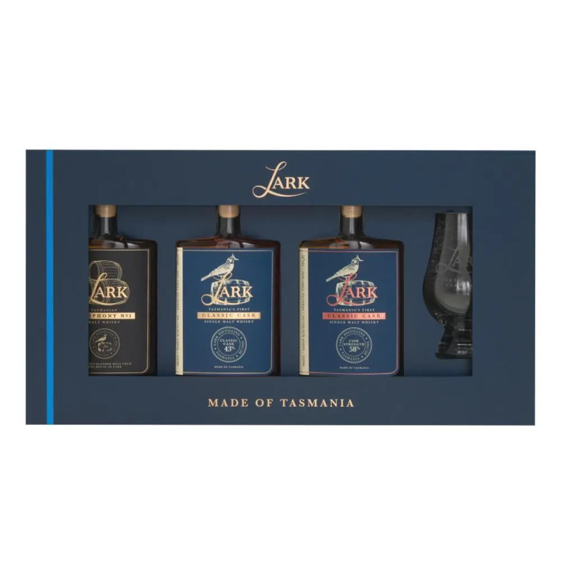 Lark Whisky Tasting Flight Gift Pack 3X100mL + Glencairn Glass