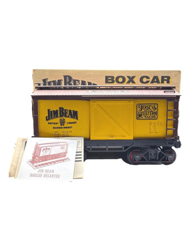 Jim Beam 100 Months Old Decanter Jersey And Western Railway Yellow Box Car 750mL - Sealed With Box & Papers
