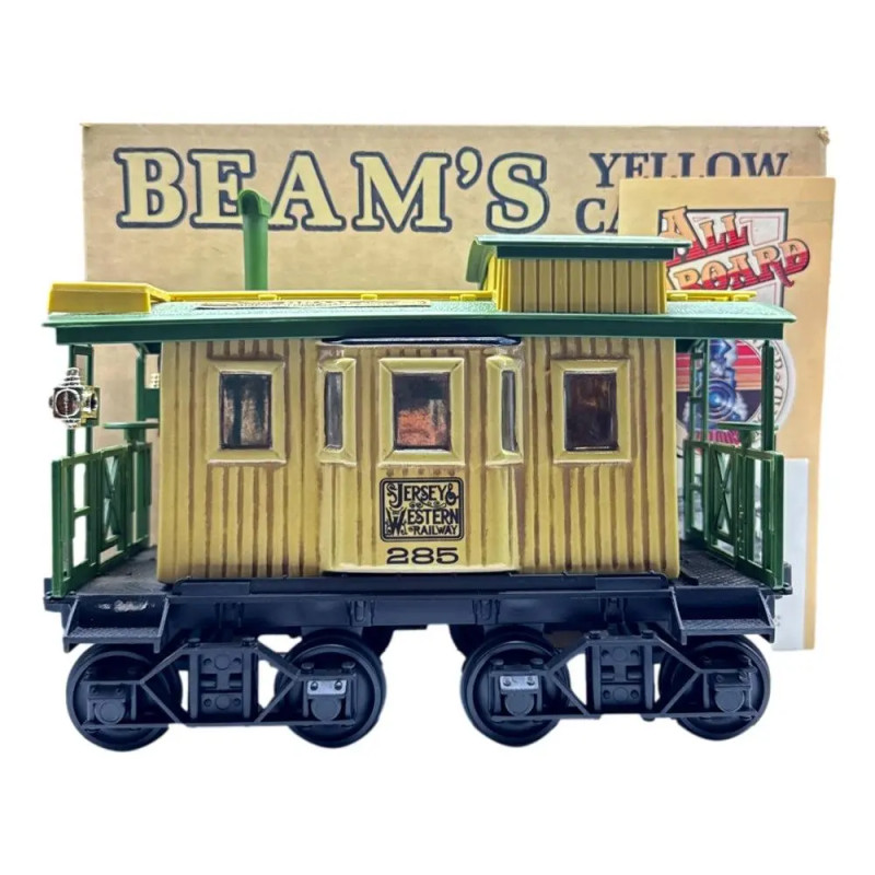 Jim Beam 100 Months Old Decanter Jersey And Western Railway Yellow Caboose 750mL - Unsealed With Box & Papers