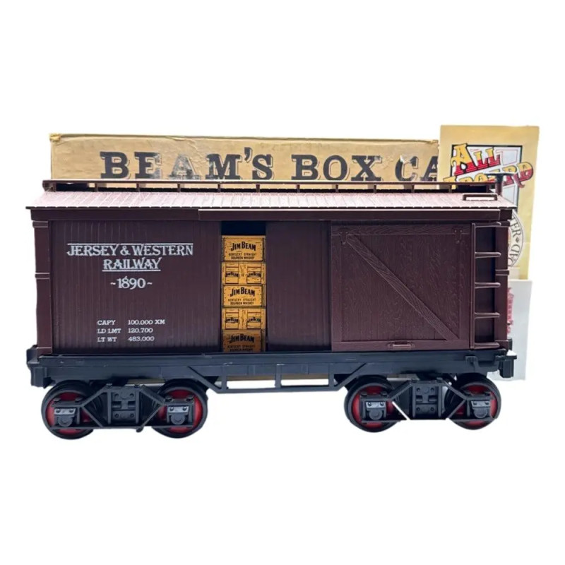 Jim Beam 100 Months Old Decanter Jersey And Western Railway Brown Box Car 750mL - Sealed With Box & Papers