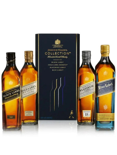 Johnnie Walker Blue Label Striding Man Collection Blended Scotch Whisky Gift Pack 4 X 200mL Bottles
