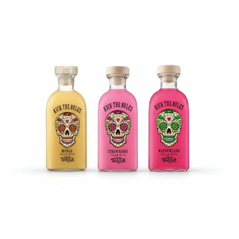 Kick The Rules Cream with Tequila Liqueur 3 X 700mL Mango + Strawberry + Watermelon