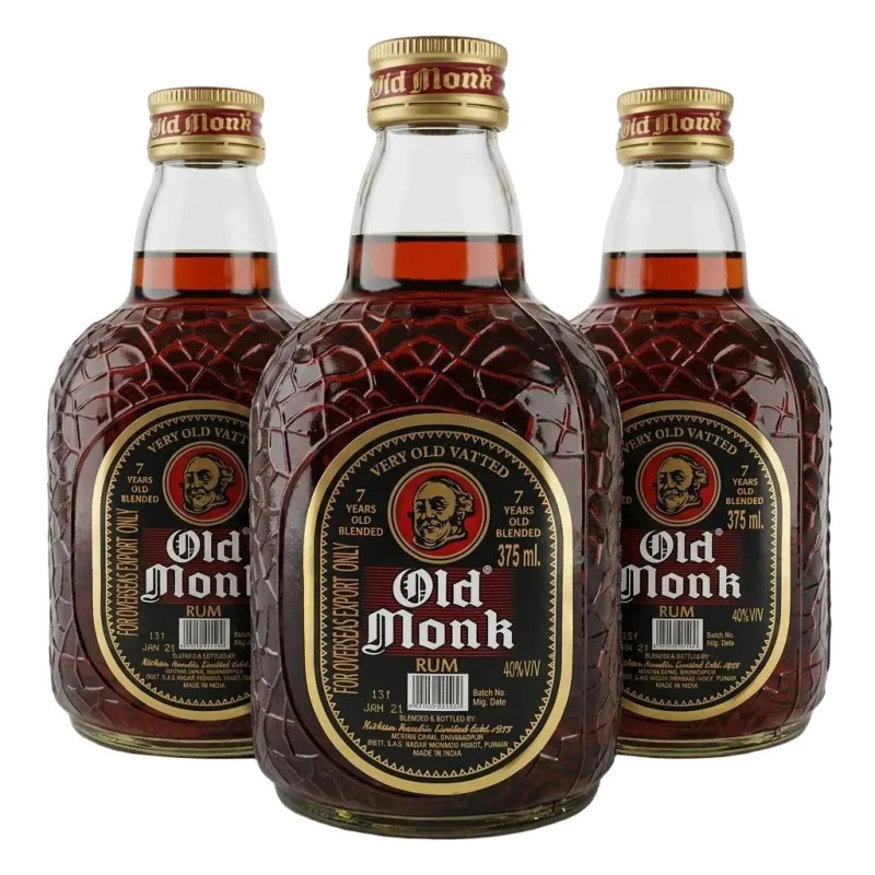 Old Monk Rum 375mL X 3 Bottles Bundle