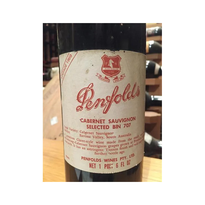 Penfolds Bin 707 Cabernet Sauvignon 1969 presentation box, re-corked by Peter Gago in 2022