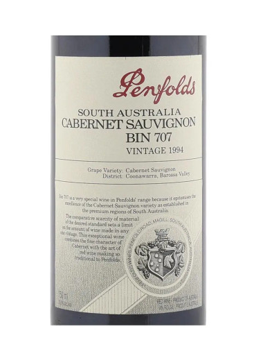 Penfolds Bin 707 Cabernet Sauvignon 1994 Magnum presentation box