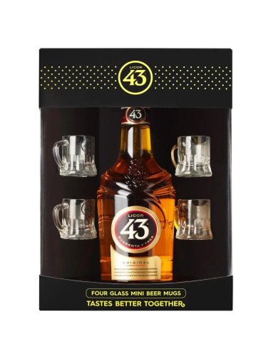 Licor 43 Liqueur Four Glass Mini Beer Mugs Gift Pack 700ml