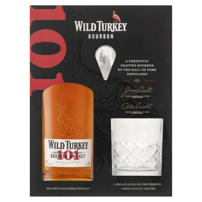 Wild Turkey 101 Bourbon Whiskey 700ml Gift Pack
