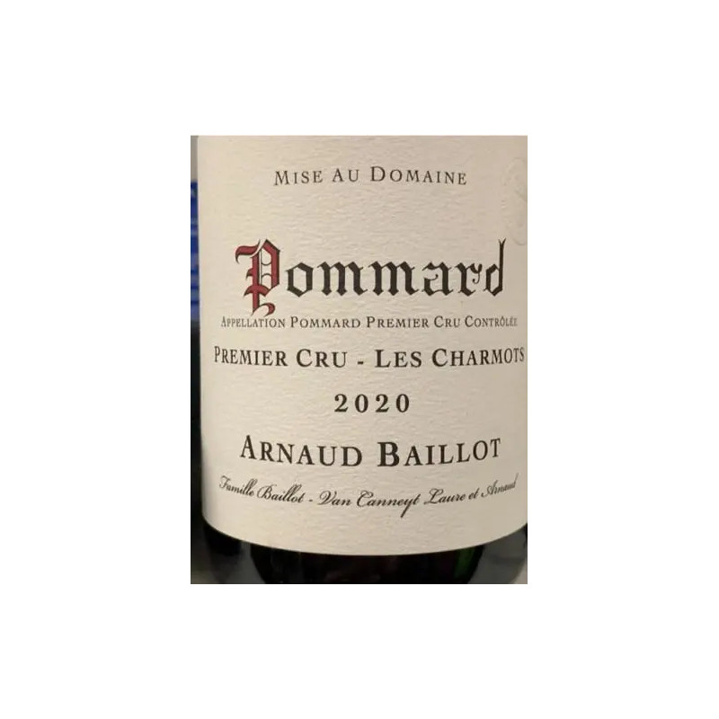 Arnaud Baillot Pommard Premier Cru Les Charmots 2020 750ml